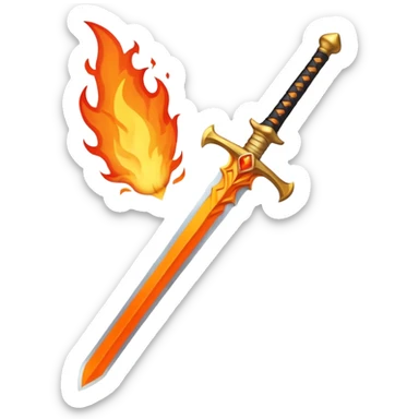 sword of flames striking down sticker