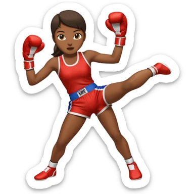 woman thai boxing click legs up in thai boxing suit sticker