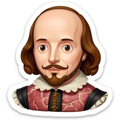 jeff koons style william shakespeare made of spam meat sculpture portrait  sticker