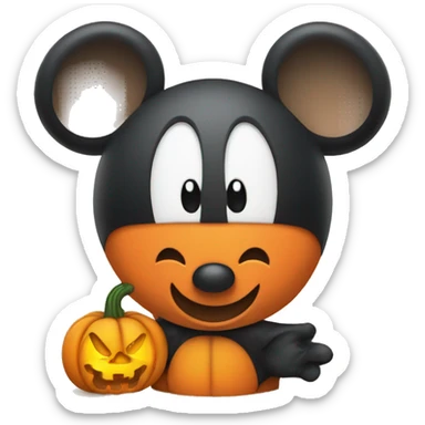 Cute micky mouse with pumpkin sticker