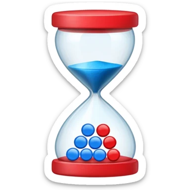 Sandglass with blue pills and red pills sticker