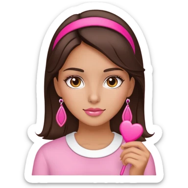 chica morena con cosas rosas sticker