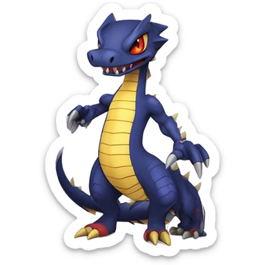 Cool Edgy Seviper-Garchomp-Gabite Fakémon Digimon with Edgy markings, full body, outlined sticker