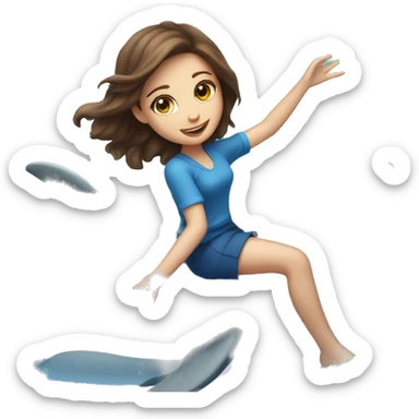 girl with brown hair and blue eyes riding a dolphin sticker