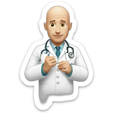 Johnny Sins actor dressed as a doctor, rubbing his hands sticker