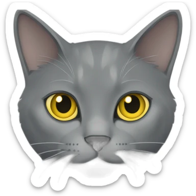 cuddly fluffy grey korat breed cat with yellow eyes black pupils, walking and playing female sticker