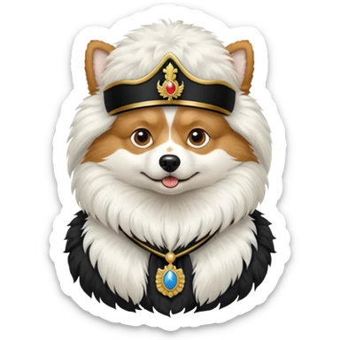 Spitz dog with Napoléon emperor disguise sticker