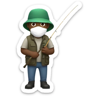 man with mask and fishing bob sticker