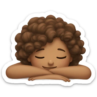 girl with brown curly hair sleeping  sticker