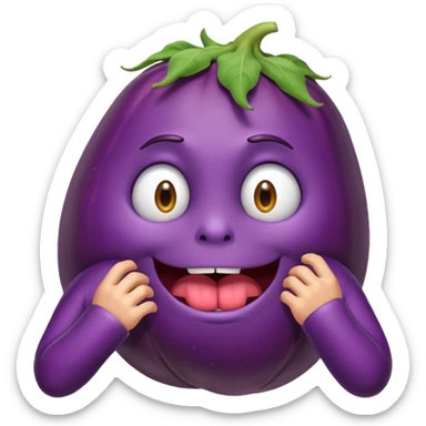 Eggplant with anxiety, pulling out his hair and biting his nails ￼ sticker