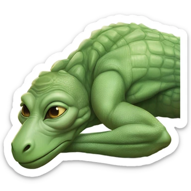 a Reptilian alien woman, full body, sleeping sticker
