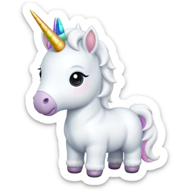 baby white unicorn, chibi full body sticker
