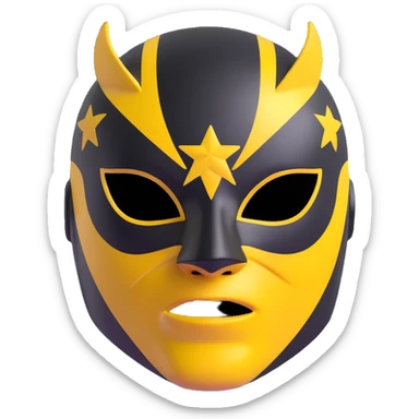 black and yellow luchador mask with star motifs sticker
