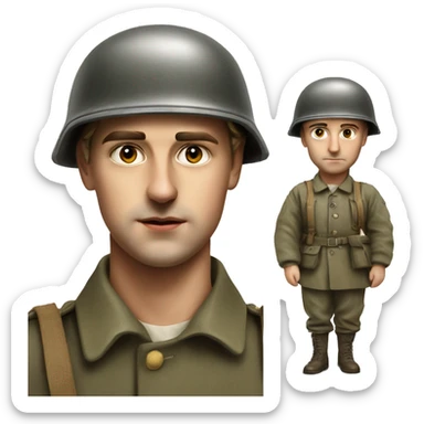 guy 28 years old german soldier in helmet 1940 photorealistic serious sticker