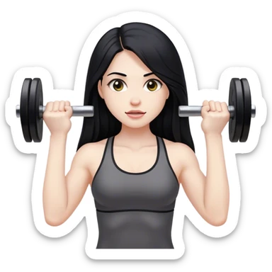 Burgundy  Pale girl with long black hair lifting weights  sticker