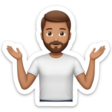 A man with brown hair and beard with his arms out horizontally straight waiting for a hug sticker