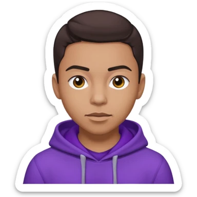 Quincy Brown with dark brown hair, light tan skin, purple outfit sticker