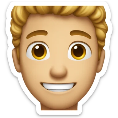 JEUNE HOMME NORAML QUI LEVE LA MAIN AVEC UN GRAND SOURIRE sticker