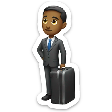 office worker with a luggage sticker