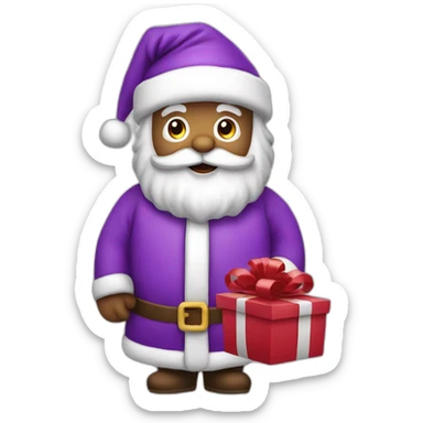 Santa Claus dressed in purple delivering presents sticker