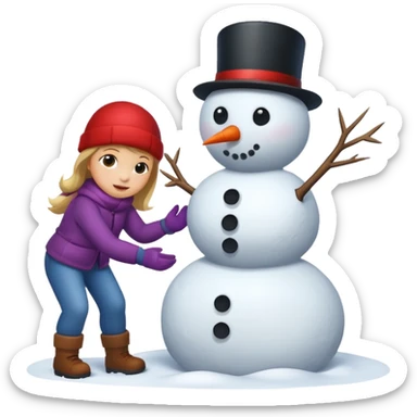 Kids building a snowman sticker