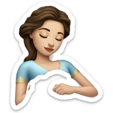 sleeping beauty brunette white girl with a silk pillow sticker