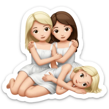 two girls lying on top of each other wrapped around each other sticker