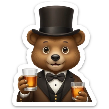 gay bear head in a top hat with a whiskey sticker