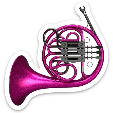 French horn with glitter and pink sticker