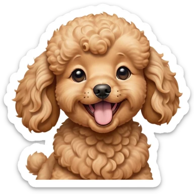 Cinematic Cute Yawning Apricot Poodle Portrait Emoji, Head tilted slightly with a dramatic, wide-open yawn, displaying a soft, curly apricot Fur with delicate texture, floppy ears slightly drooping, round warm eyes barely open in drowsy contentment, Simplified yet irresistibly adorable features, highly detailed, glowing with a soft, cozy glow, high shine, relaxed yet expressive, stylized with a touch of whimsy, bright and endearing, soft glowing outline, capturing the essence of a sleepy yet affectionate companion, so drowsy it feels like it could stretch right out of the screen and curl up for a nap! sticker
