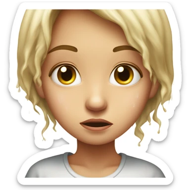 girl crying because she wants to go to bathroom  sticker