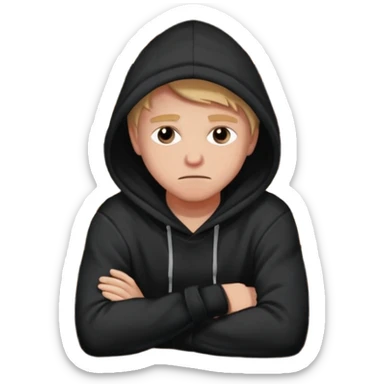 Caucasian in black hoodie sitting sad at bar sticker