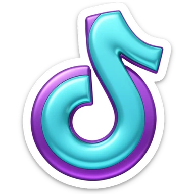 Purple and Cian Symbol of TikTok app sticker