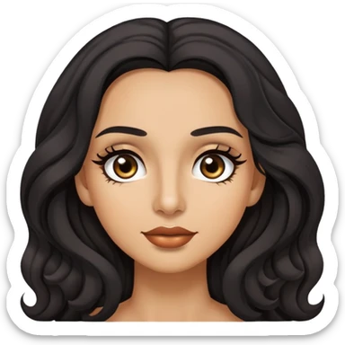 woman with olive skin, brown eyes and long lashes, and long black wavy hair  sticker