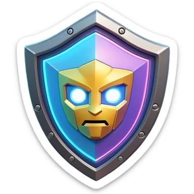 Clash of Clans aesthetic: Cinematic Playful 3D Isometric Energy Shield Emoji, rendered in a 3D vector-style similar to standard emojis with minimal shading and bold, simplified shapes. A compact, distinct form with signature details, softly glowing with a futuristic sci-fi warfare charm. Simplified yet unmistakably iconic, highly detailed and consistent, glowing with a soft radiance and high shine. Stylized with a touch of high-tech brilliance and a soft glowing outline, capturing the essence of a beloved gaming relic with a friendly, playful manner! sticker