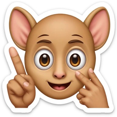 A regular iphone emoji, with big eyes, small mouth, huge ears, holding up the middle finger. sticker