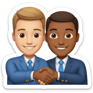 two men smiling and shaking hands sticker