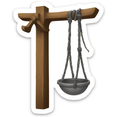 An emoji representing the game of Hangman, featuring a gallows with a blank word underneath and a stick figure hanging, along with letter tiles that can be guessed sticker