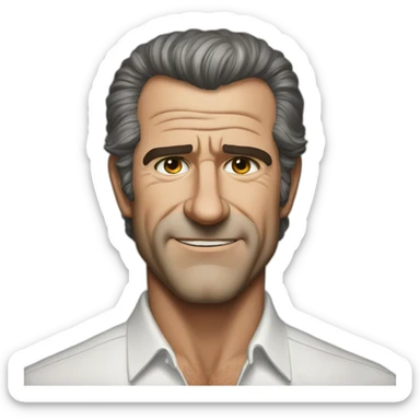 Mel Gibson portrait without smile sticker
