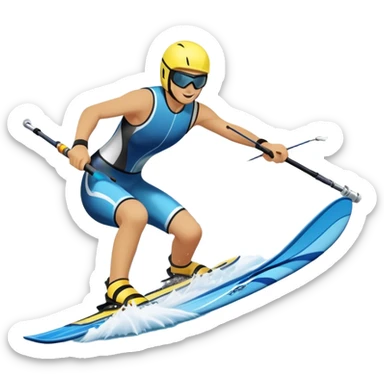 An icon featuring a close-up collage of water skis, splashing water across the surface. The design highlights the motion of the skis cutting through the water. Transparent background emphasizes the thrill of water skiing. sticker