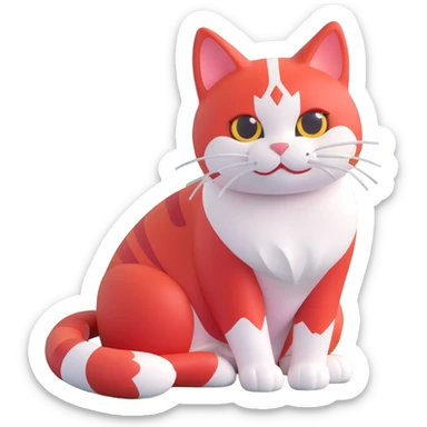 adventurous and dynamic cat inspired by the Avalanche logo, red and white colors, with a mountain motif sticker