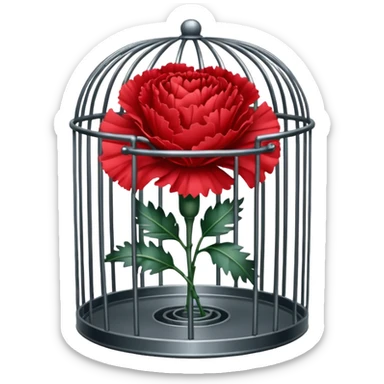 un clavel encerrado dentro de una jaula sticker