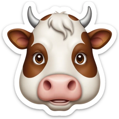 cinematic-noble-brown-and-white-cow-portrait-emoji,-poised-and-regal,-with-a-large,-sturdy-build-and-a-beautifully-patterned-hide-of-rich-brown-accented-by-crisp-white-patches,-deep-set-soulful-brown-eyes,-simplified-yet-sharp-and-sophisticated sticker