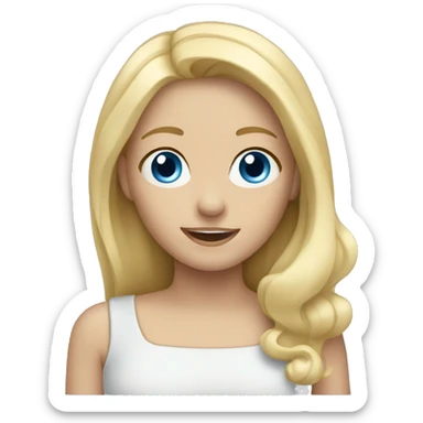 Blonde girl with blue eyes waving sticker