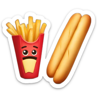 a french fry and a baguette duelling sticker