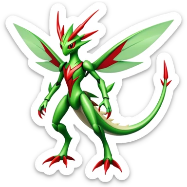  Cool Edgy Shiny Futuristic Ethereal Legendary Scizor-Kartana-Digimon-Schyther-Flygon-hybrid full body sticker