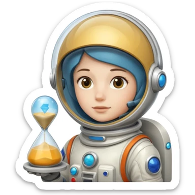 future Explorer with futuristic sandglass sticker