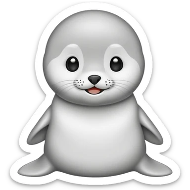 A cute chibi mascot seal character,
simple flat vector style,
black outline, white body,
forum emoji style,
minimal background, transparent background,
centered composition,
128x128 canvas,
no text, no watermark, sticker