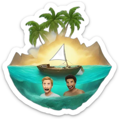 bermuda triangle and 3 mens inside sticker