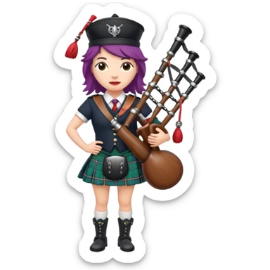 A Scottish styled vagina with legs and a face carrying bagpipes sticker